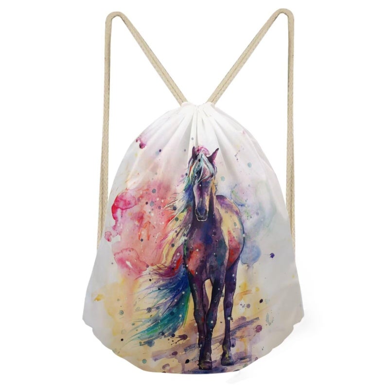 COEQINE Horse Gift Drawstring Bag Casual Backpack Sport Gym Sackpack for Women Men Girls Boys - Image 2